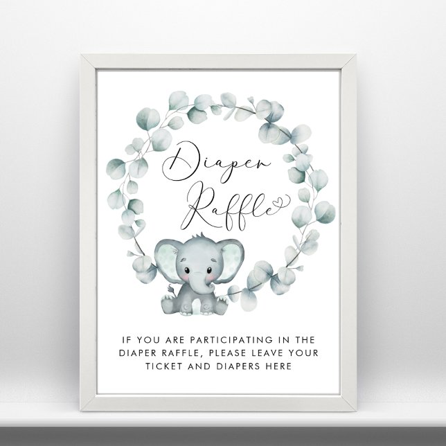 Elefant Baby Shower Diaper Raffle Drop Av Poster (Skapare uppladdad)