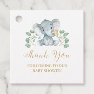 Elefant Baby Shower Favor Märken Gåvor Etiketter