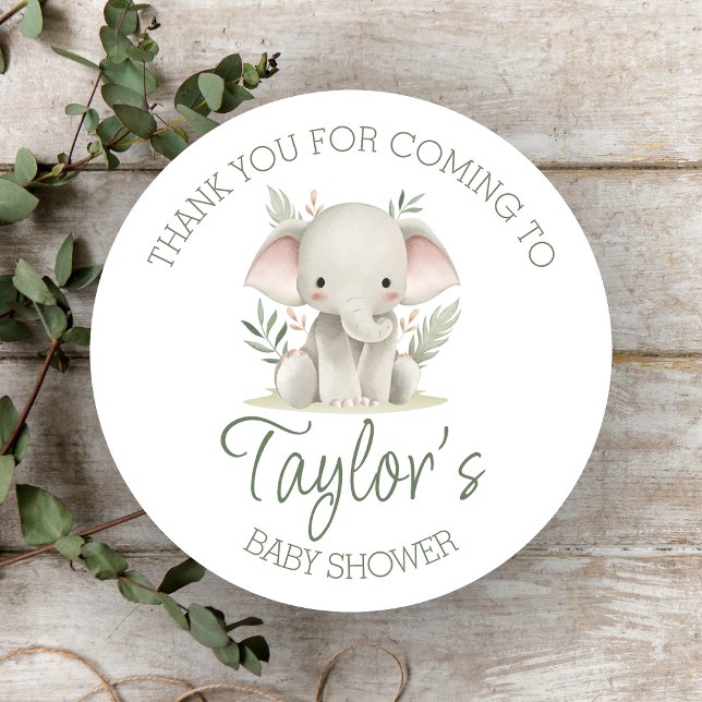Elefant Baby Shower Fördel Stickers Etiketter (Skapare uppladdad)