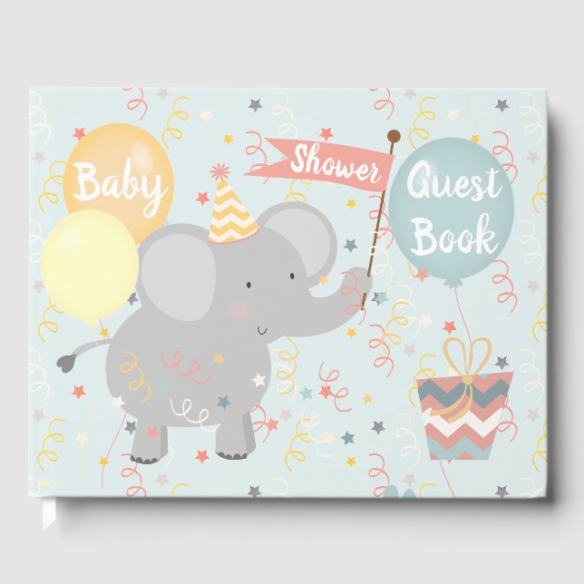 Elefant Baby Shower Giraff Apa Konfetti Gästböcker (Framsida)