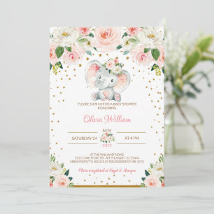 Elefant Baby Shower Inbjudan