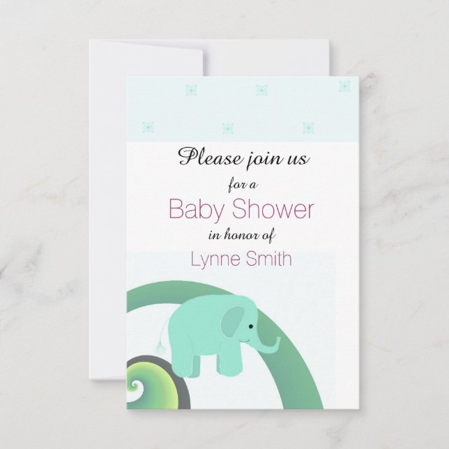 Elefant Baby Shower Inbjudan (Framsida)