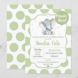 Elefant Baby Shower Inbjudan Köns Avslöjande