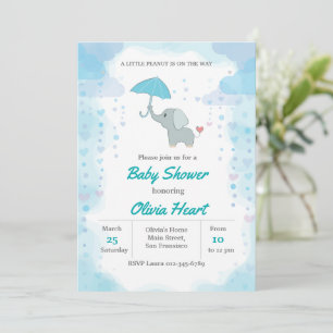 Elefant Baby Shower Inbjudan, Pojke Baby Shower Inbjudningar