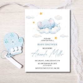 Elefant Baby Shower Inbjudan, Pojke Baby Shower Inbjudningar