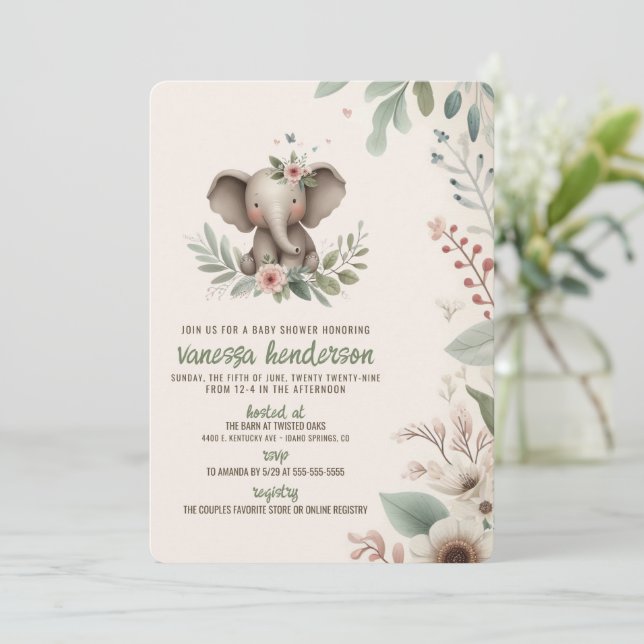 Elefant Baby Shower Inbjudningar (Stående Fram)