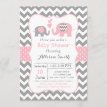 Elefant Baby shower Invitation, Chevron