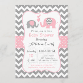 Elefant Baby shower Invitation, Chevron Inbjudningar
