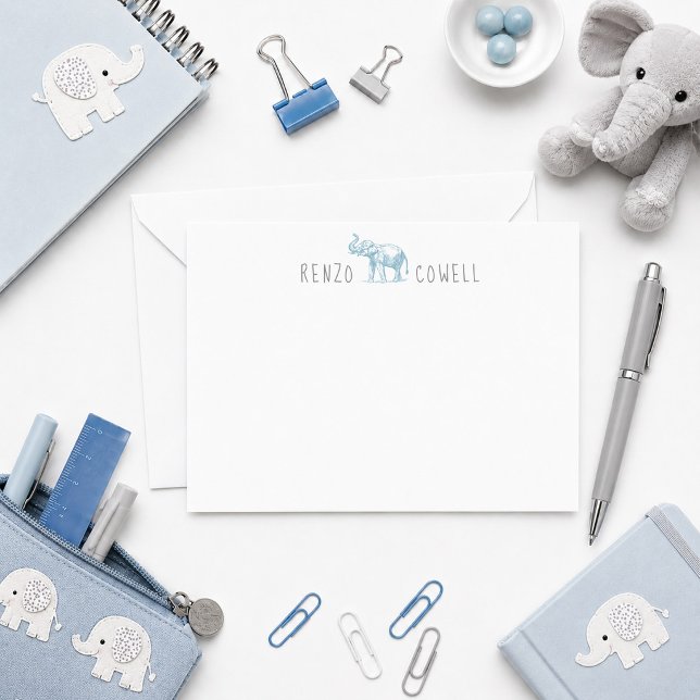 Elefant Baby Shower Notkort Anteckningskort (Skapare uppladdad)