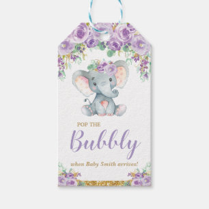 Elefant Baby Shower Poppa Bubbligt Champagne Presentetikett