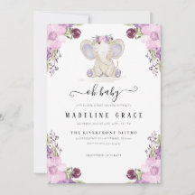 Elefant Babyflicka Bebisdopp Inbjudan