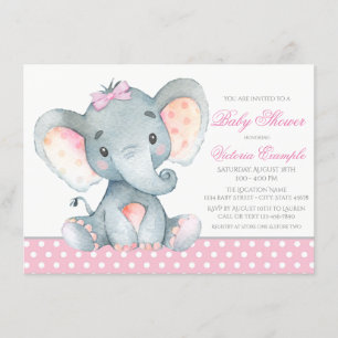 Elefant Babyflicka Bröllopsinbjudningar Inbjudningar