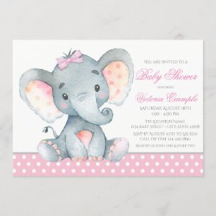 Elefant Babyflicka Bröllopsinbjudningar Inbjudningar