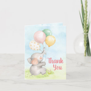 Elefant Babyflicka Shower Tackkort
