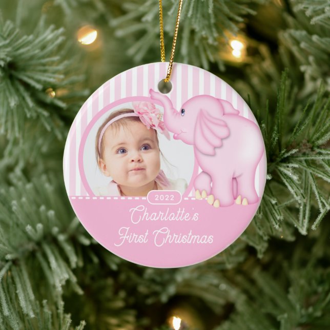 Elefant Babys Första Jul Foto  Julgransprydnad Keramik (Träd)