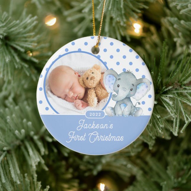 Elefant Babys Första Jul Foto  Julgransprydnad Keramik (Träd)
