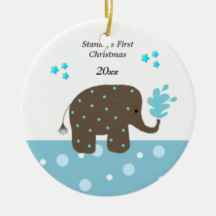 Elefant Babys Första Jul Julgransprydnad Keramik