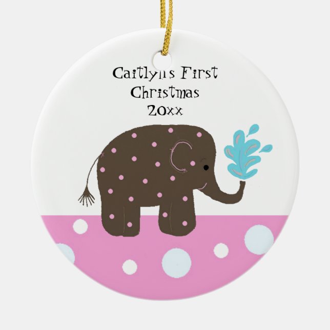Elefant Babys Första Jul Julgransprydnad Keramik (Framsidan)