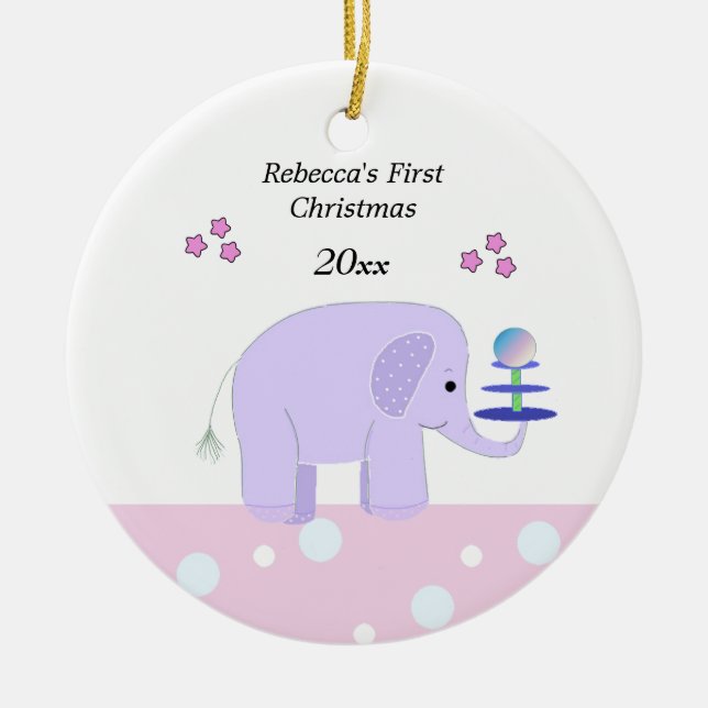 Elefant Babys Första Jul Julgransprydnad Keramik (Framsidan)