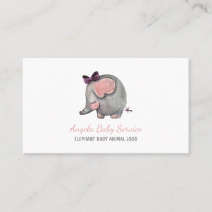 Elefant Babysitter Rosa Dagis Barnkammare Visitkort
