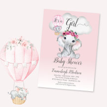 Elefant ballong flicka baby shower | Rosa rosor