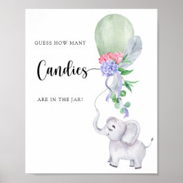 Elefant & ballong - gissa hur många godisar poster