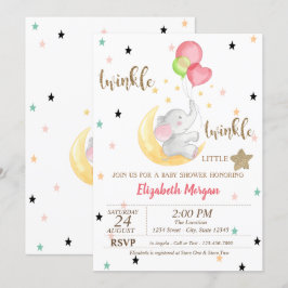 Elefant, Ballonger, Twinkle Little Star Bebisens F Inbjudningar
