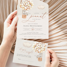 Elefant Balloon Baby Shower allt i en inbjudan