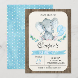 Elefant Balloons Birthday-inbjudan Inbjudningar