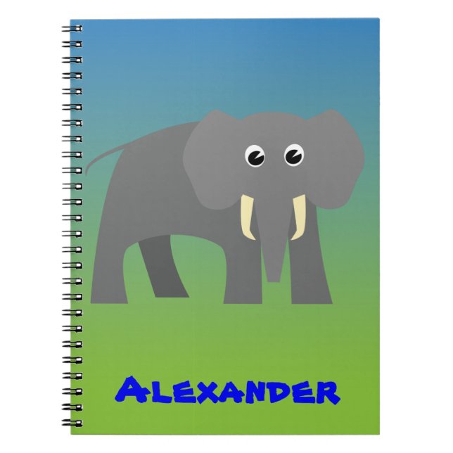 Elefant bärbar dator anteckningsbok med spiral (Framsidan)