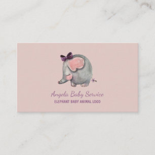 Elefant Barnvakt Rosa Dagis Lärar Djur Visitkort