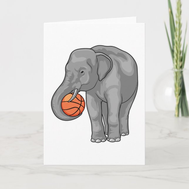 Elefant Basketspelare Basketball Kort (Framsida)