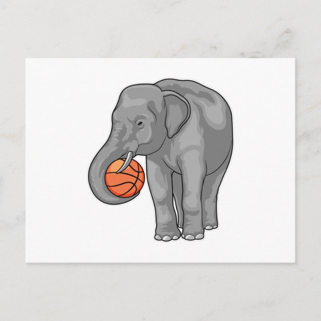 Elefant Basketspelare Basketball Vykort (Framsida)