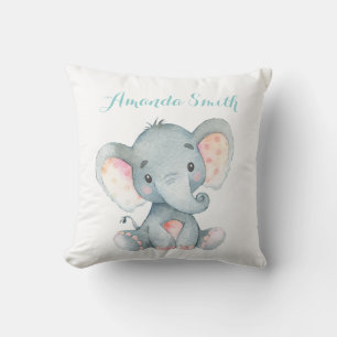 Elefant Bebis Aqua Teal Turkos Kudde