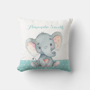 Elefant Bebis Aqua Teal Turkos Kudde