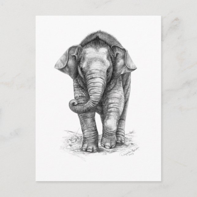 Elefant Bebis design av Schukina G046 Vykort (Framsida)
