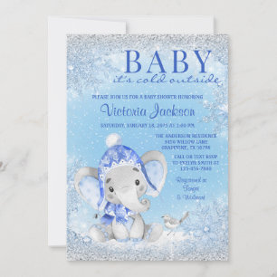 Elefant Bebis det är kallt ute Bebis Shower Inbjudningar