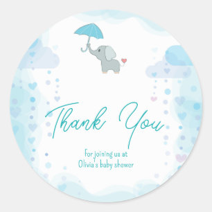 Elefant Bebis Shower Inbjudan, Pojke Baby Shower Runt Klistermärke