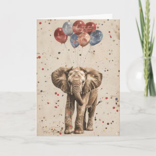 Elefant Birthday Balloon Greeting Card Kort