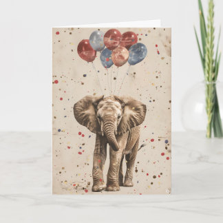 Elefant Birthday Balloon Greeting Card Kort