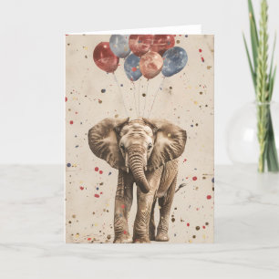 Elefant Birthday Balloon Greeting Card Tack Kort
