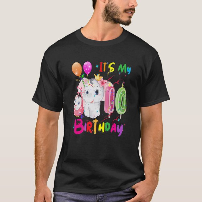 Elefant Birthday Det är min 10:e födelsedagsflicko T Shirt (Framsida)