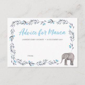 Elefant blå och grå Baby Shower Rådkort Inbjudningar