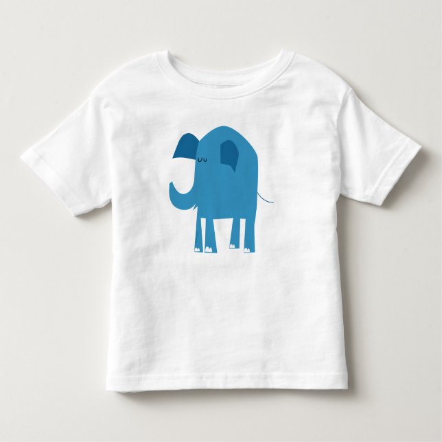 elefant, blått, lycklig t shirt (Framsida)
