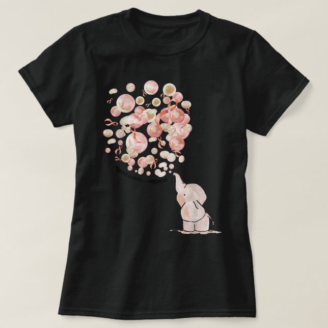 Elefant Blockar upp persikofärgade bubblor Uterine T Shirt (Design framsida)