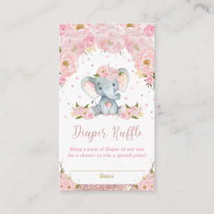 Elefant Blommig Baby Shower Blöja Lotteri Kort