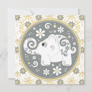 Elefant Blommigt Sweet 16 Birthday Call Inbjudningar