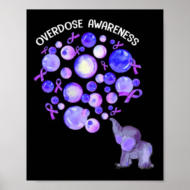 Elefant Bloting Up Lila Lloons Overdose Awarene Poster (Framsidan)