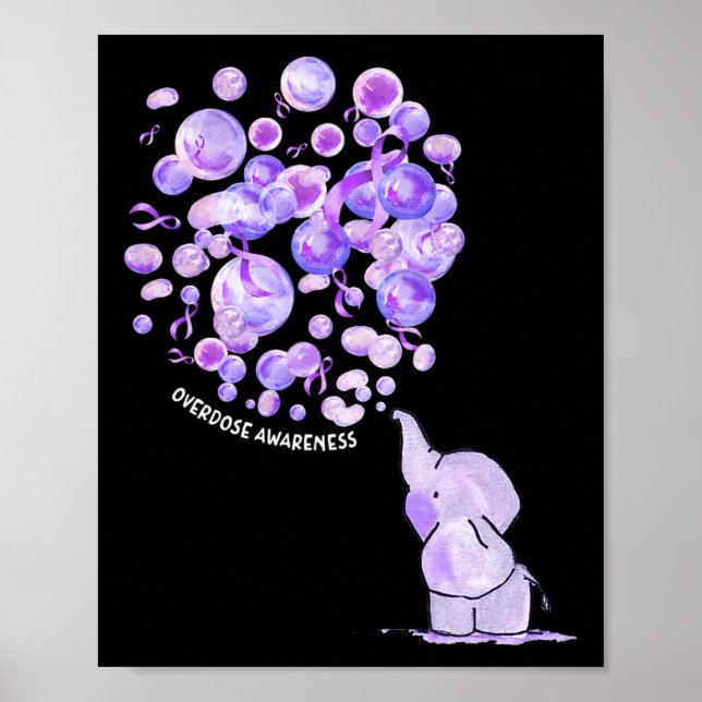 Elefant Bloting Up Lila Lloons Overdose Awarene Poster (Framsidan)