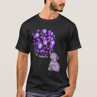 Elefant Bloting Up Lila Lloons Overdose Awarene T Shirt